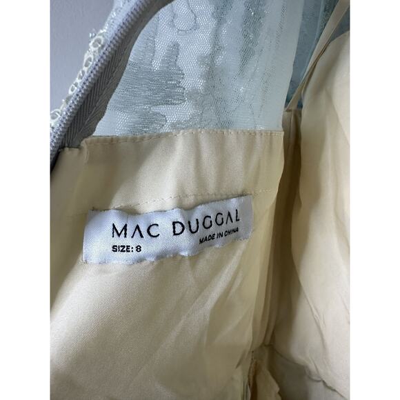 MAC DUGGAL Platinum Sequined 3/4 Sleeve Knee-Length Ball Gown 12460 Size 8 - Picture 7 of 11